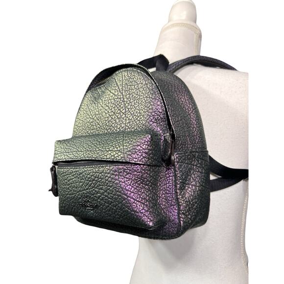 Coach Hologram Leather Mini Campus Backpack Oil Slick F37999 Color Shifting - Picture 1 of 16